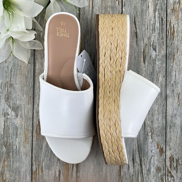 Women's Dressy Raffia Platform Slide Sandals Shies Size 10 - Picture 3 of 12